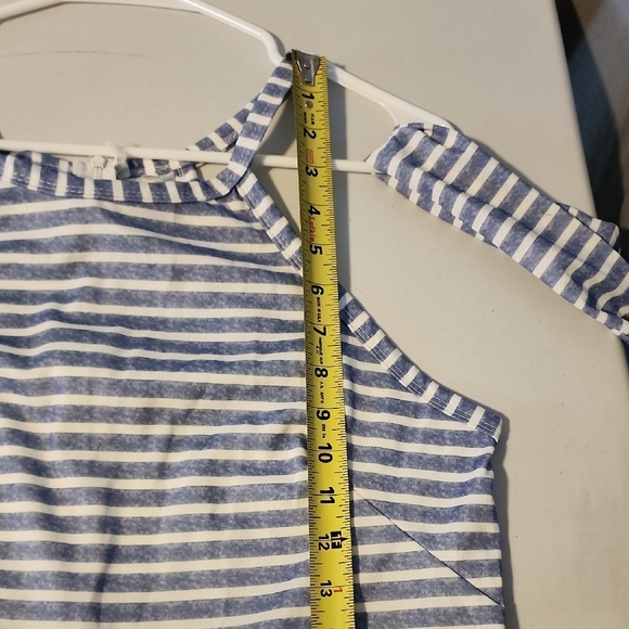 Striped Blue and White Jumpsuit - Picture 4 of 9